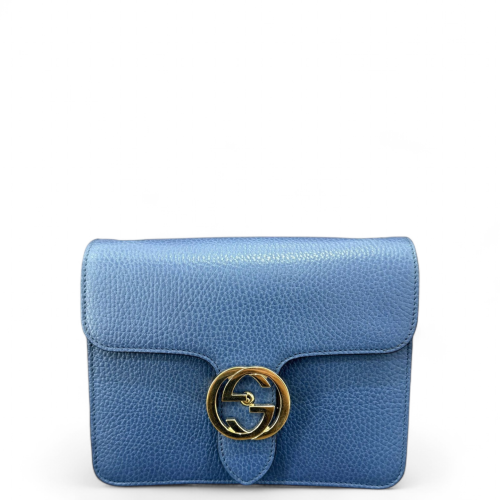 Gucci Small Interlocking G Shoulder Bag Calfskin Blue
