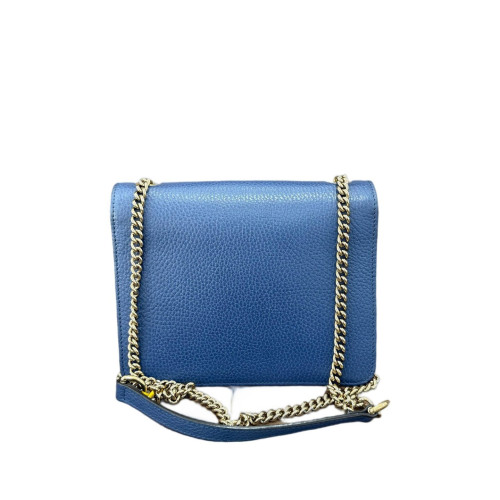 Gucci Small Interlocking G Shoulder Bag Calfskin Blue