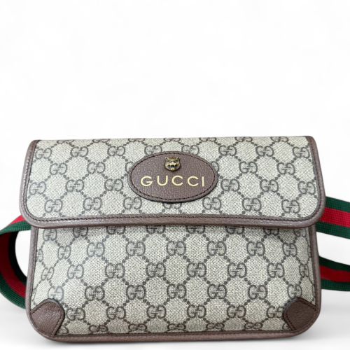 Gucci Web Neo Vintage Belt Bag GG Supreme Monogram Beige Brown