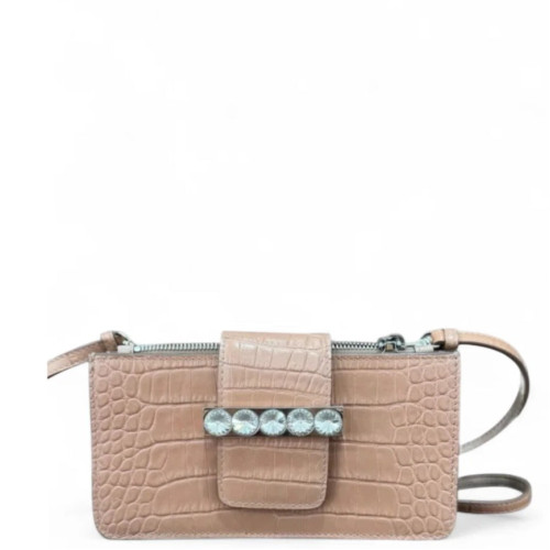 Miu Miu Wallet On Chain WOC Calfskin Crocodile Embossed Light Tan Miu Miu Wallet On Chain WOC Calfskin Crocodile Embossed Light Tan