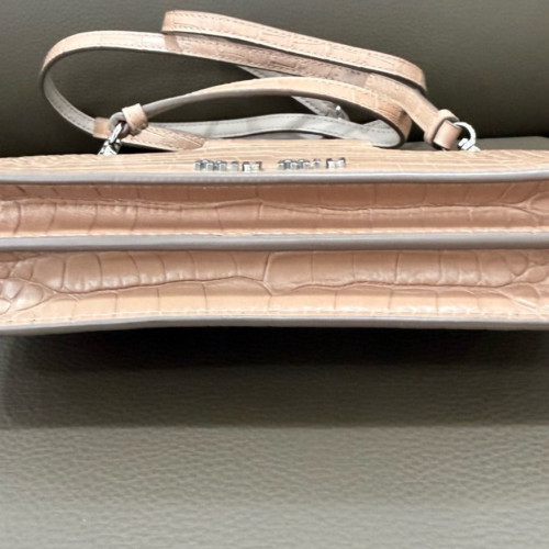 Miu Miu Wallet On Chain WOC Calfskin Crocodile Embossed Light Tan Miu Miu Wallet On Chain WOC Calfskin Crocodile Embossed Light Tan