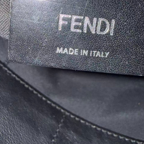 Fendi Clutch Calfskin Zucca Black Grey Light Brown