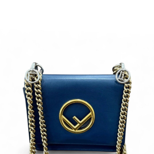 Fendi Small F Is Fendi Kan I Shoulder Bag Calfskin Blue