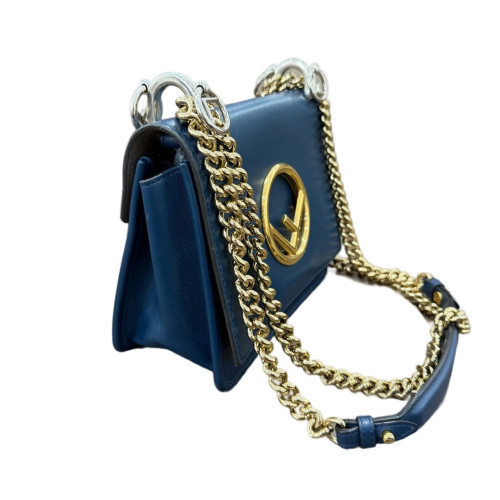 Fendi Small F Is Fendi Kan I Shoulder Bag Calfskin Blue