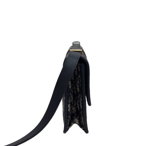 Dior 30 Montaigne Flap Bag Oblique Black Navy Beige