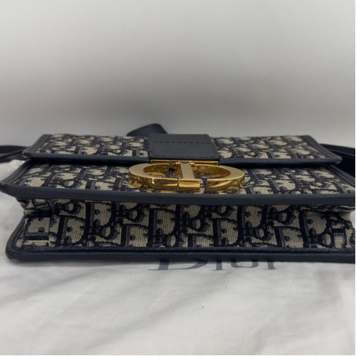Dior 30 Montaigne Flap Bag Oblique Black Navy Beige