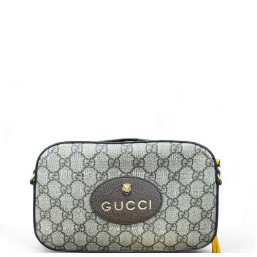 Gucci Neo Vintage Shoulder Bag GG Supreme Monogram Grained Calfskin Brown Green Red
