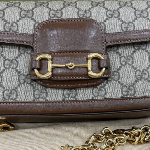 Gucci Horsebit Small Horsebit 1955 Chain GG Supreme Monogram Calfskin Brown Khaki