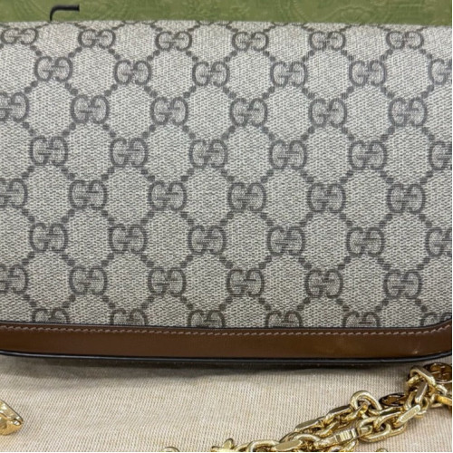 Gucci Horsebit Small Horsebit 1955 Chain GG Supreme Monogram Calfskin Brown Khaki