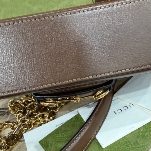 Gucci Horsebit Small Horsebit 1955 Chain GG Supreme Monogram Calfskin Brown Khaki