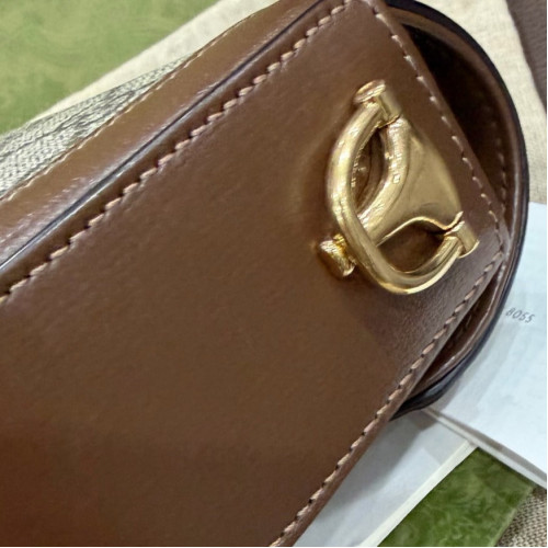 Gucci Horsebit Small Horsebit 1955 Chain GG Supreme Monogram Calfskin Brown Khaki