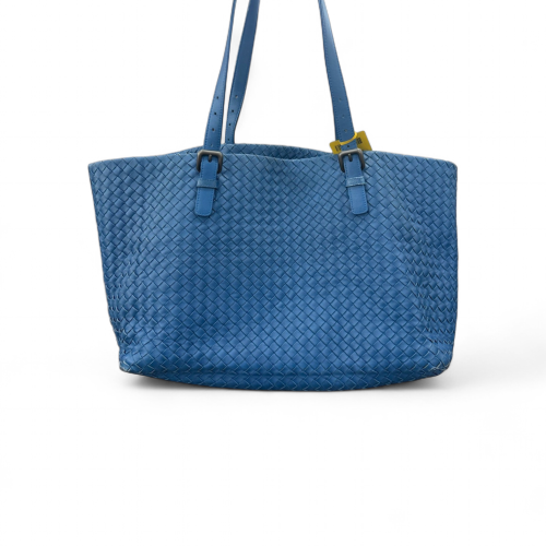 Bottega Veneta Tote Bag Lambskin Intrecciato Nappa Blue