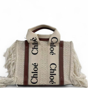 Chloe Tote Bag Canvas Calfskin Beige Brown Black