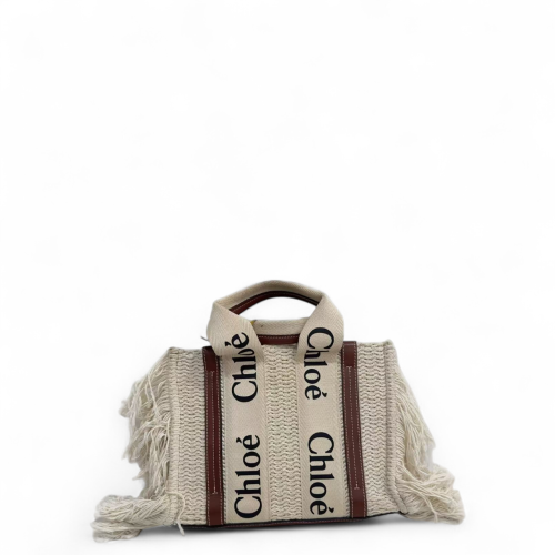 Chloe Tote Bag Canvas Calfskin Beige Brown Black