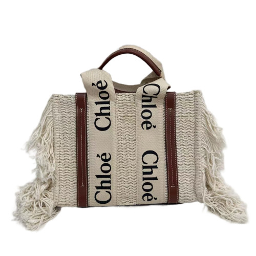 Chloe Tote Bag Canvas Calfskin Beige Brown Black
