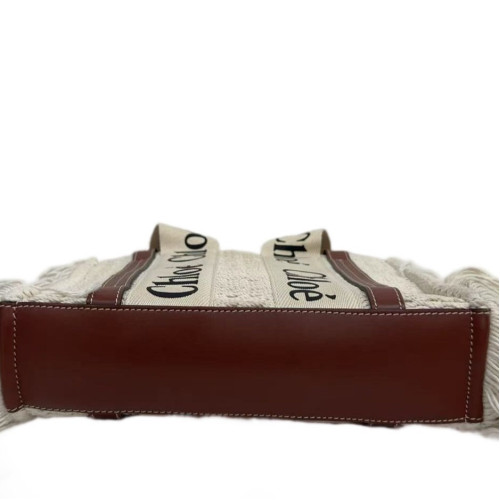 Chloe Tote Bag Canvas Calfskin Beige Brown Black