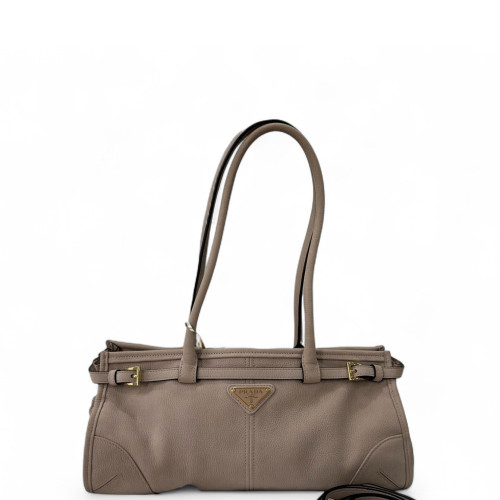 Prada Medium Bonnie Handbag Soft Calfskin Dark Deige