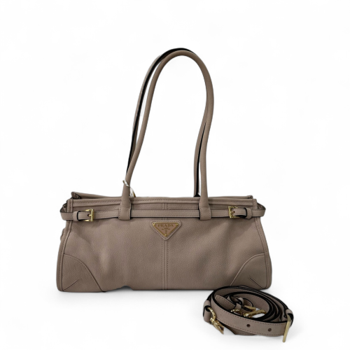 Prada Medium Bonnie Handbag Soft Calfskin Dark Deige