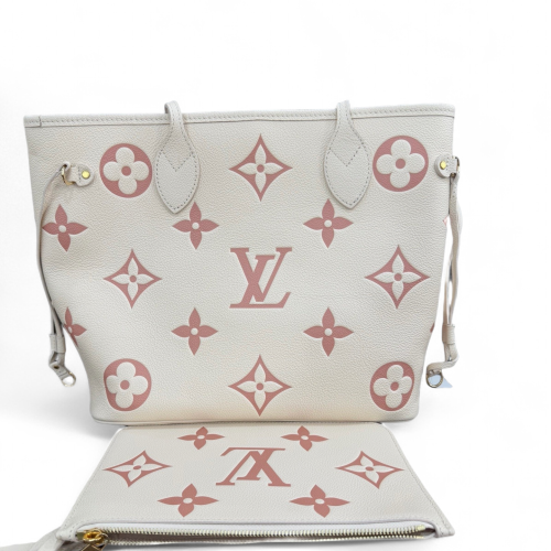 Louis Vuitton Neo Neverfull MM Monogram Empreinte Giant White Pink