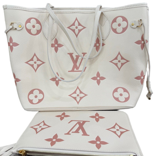 Louis Vuitton Neo Neverfull MM Monogram Empreinte Giant White Pink
