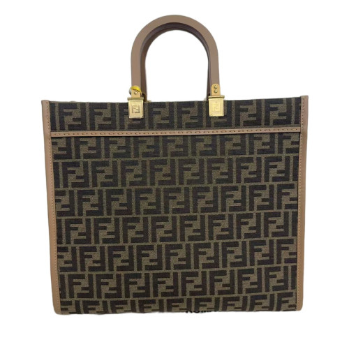 Fendi Tote Bag Zucca Calfskin Brown Dark Brown