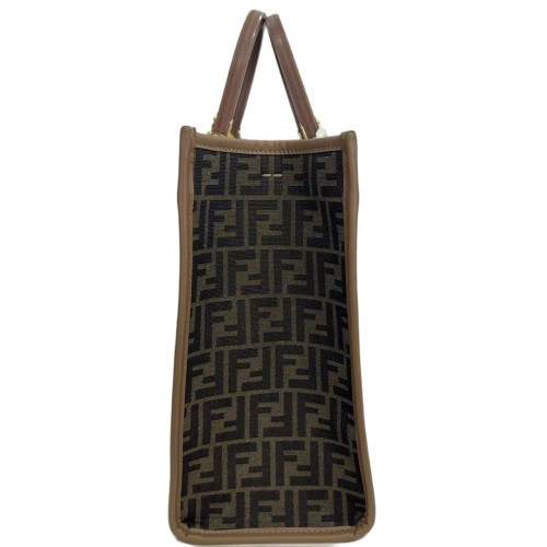 Fendi Tote Bag Zucca Calfskin Brown Dark Brown