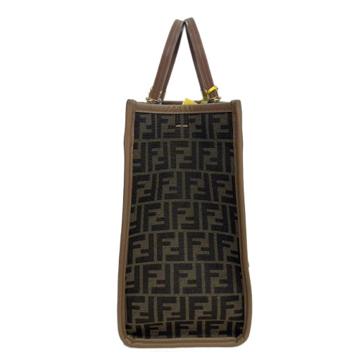 Fendi Tote Bag Zucca Calfskin Brown Dark Brown