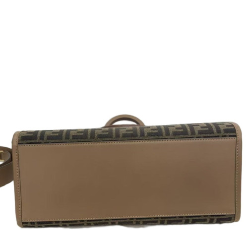 Fendi Tote Bag Zucca Calfskin Brown Dark Brown