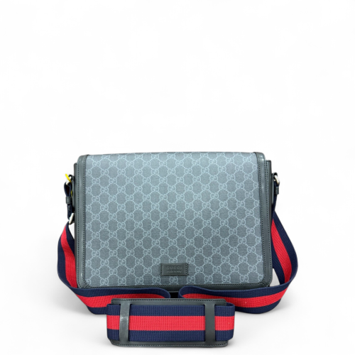 Gucci Messenger GG Supreme Monogram Grey Red Blue