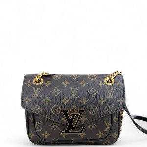Louis Vuitton Passy Chain Shoulder Bag Monogram Brown