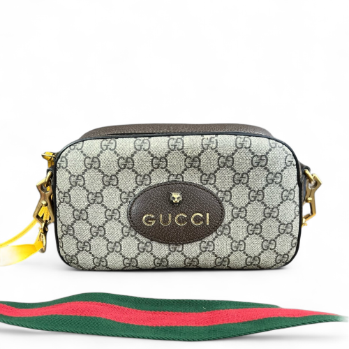 Gucci Neo Vintage Shoulder Bag GG Supreme Monogram Grey Brown Green