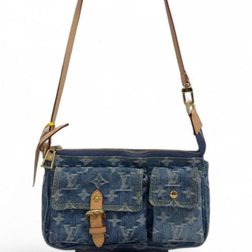 Louis Vuitton Pochette Accessorie Cargo Shoulder Bag Denim Monogram Blue