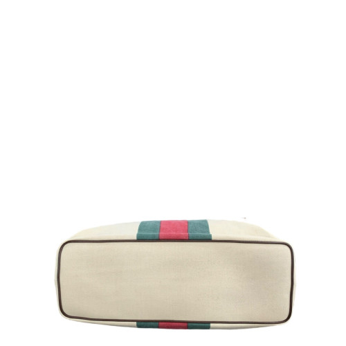 Gucci Web Tote Bag Canvas Beige Brown Green