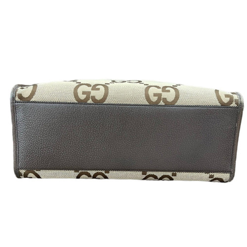 Gucci Tote Bag Canvas Monogram Jumbo GG Beige Brown Grey