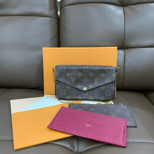 Louis Vuitton Pochette Felicie Chain Wallet Monogram Brown