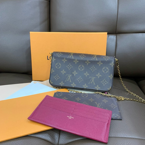 Louis Vuitton Pochette Felicie Chain Wallet Monogram Brown