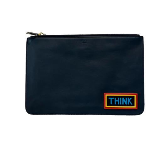 Fendi Bill Pouch Calfskin Black Red Yellow