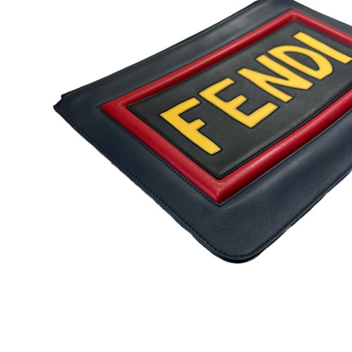 Fendi Bill Pouch Calfskin Black Red Yellow