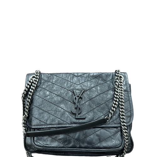 Yves Saint Laurent Medium Niki Messenger Pull Up Leather Black
