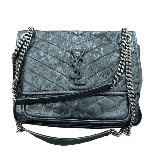 Yves Saint Laurent Medium Niki Messenger Pull Up Leather Black