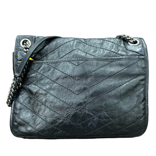 Yves Saint Laurent Medium Niki Messenger Pull Up Leather Black