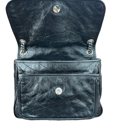 Yves Saint Laurent Medium Niki Messenger Pull Up Leather Black