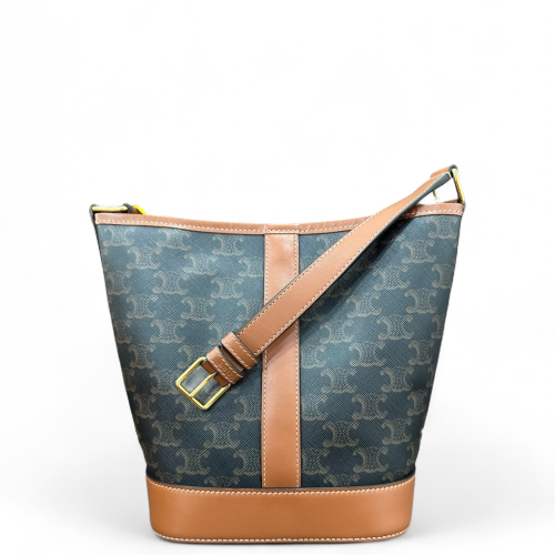 Celine Triomphe Bucket Bag Small Triomphe Brown Black