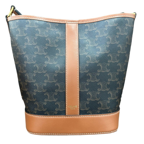Celine Triomphe Bucket Bag Small Triomphe Brown Black