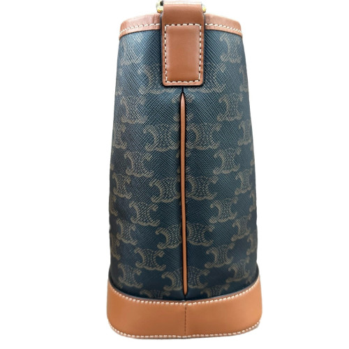 Celine Triomphe Bucket Bag Small Triomphe Brown Black