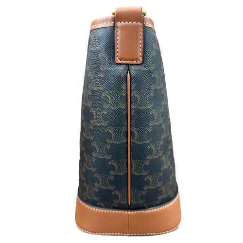 Celine Triomphe Bucket Bag Small Triomphe Brown Black