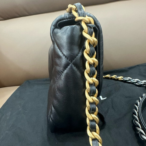 Chanel Quilted Small 19 Flag Lambskin Black