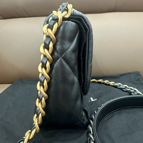 Chanel Quilted Small 19 Flag Lambskin Black