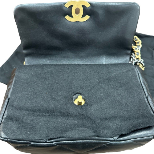 Chanel Quilted Small 19 Flag Lambskin Black