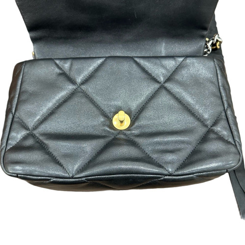 Chanel Quilted Small 19 Flag Lambskin Black